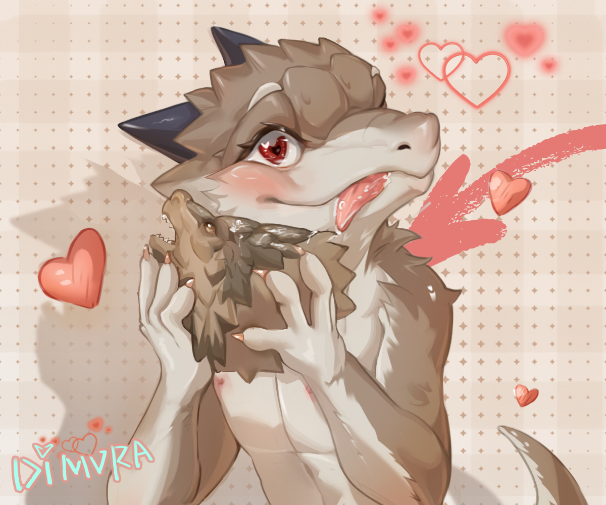 The little lizard is using a dragon's head to answer the phone.