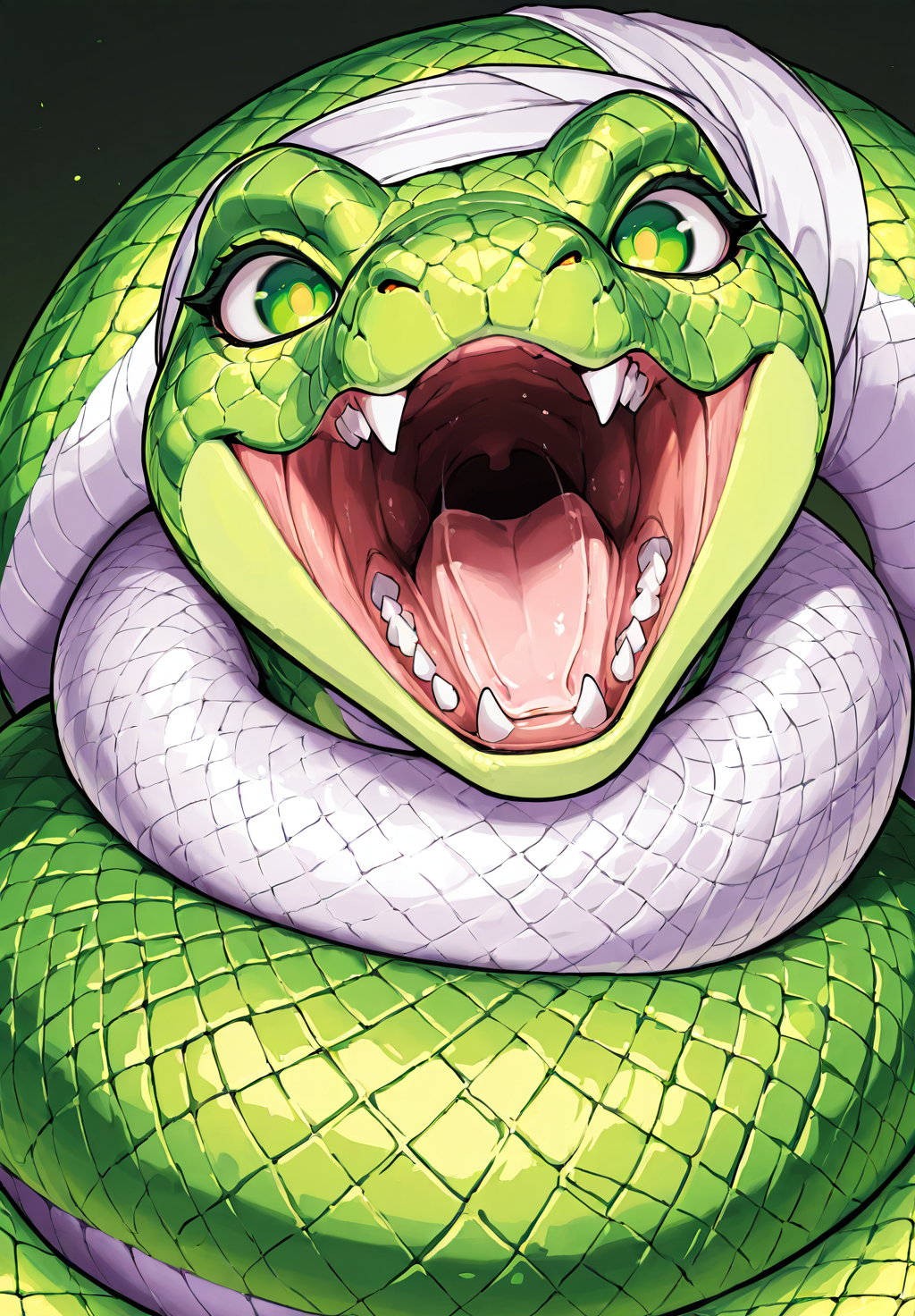 Male masturbator concept with open-mouthed snake girl for fantasy toy desi