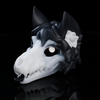 1471-Skulldog black and white silicone skull dog head stroker in three-quarter front view