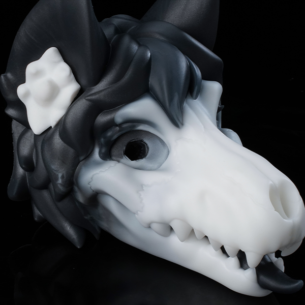 1471-Skulldog sculpted skull face and eye detail