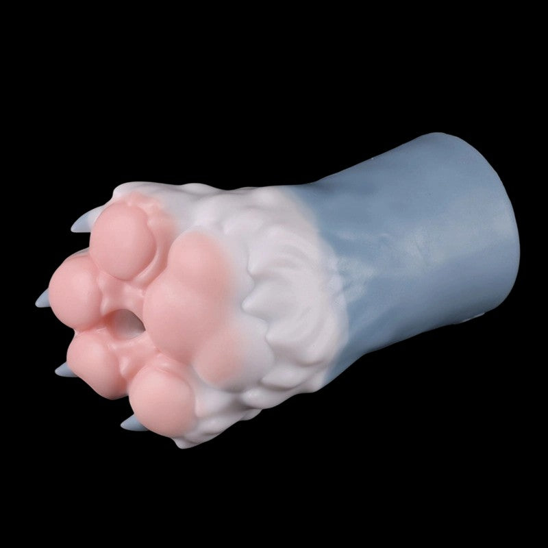 Blue Sakura Moon Kitsune celestial paw fantasy collectible - premium silicone body safe material