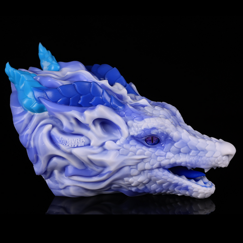 Frostveil — Fantasy Purple Dragon Head Sculpture