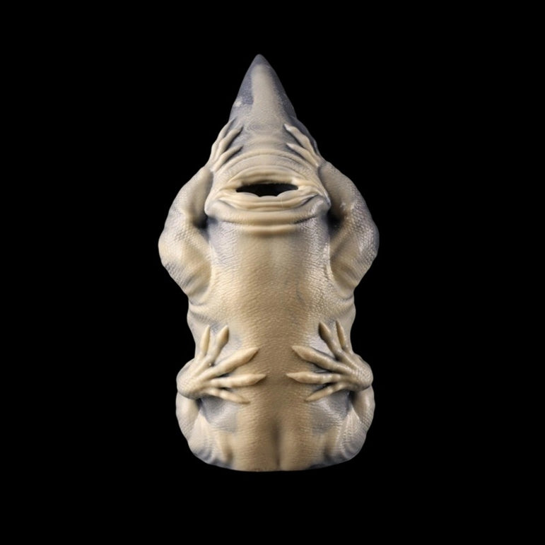 Gorath Saurian Fiend collectible - close-up view of detailed geometric scale pattern