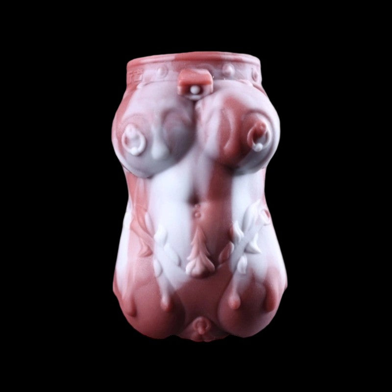 MooMelt Minotauris fantasy collectible - front view showcasing voluptuous maternal contours and pink-white marbleized texture