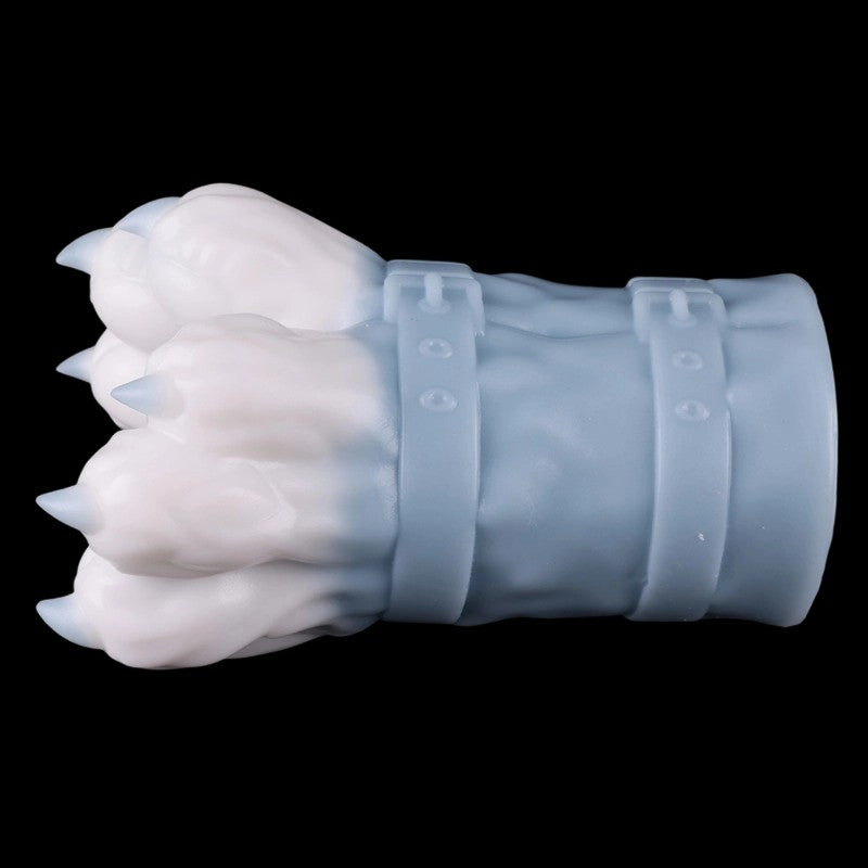 Moon Kitsune dual-paw creative collectible - stylized claws and geometric pads closeup