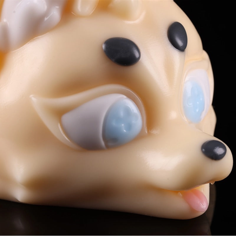 Moon Scar Celestial Kitsune - bottom angle view with artistic facial details