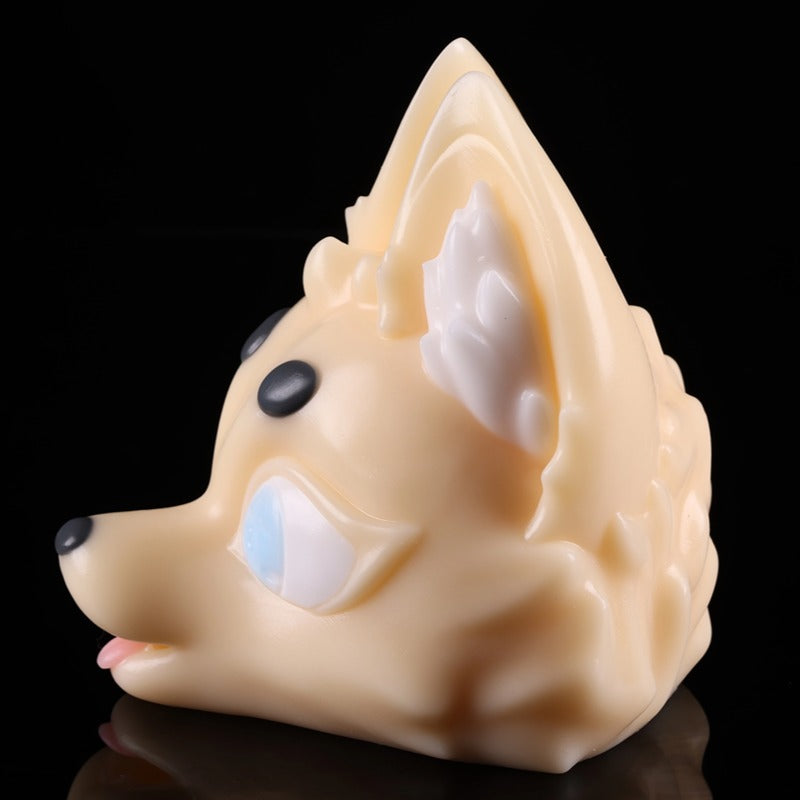 Moon Scar Celestial Kitsune - diagonal side view with exquisite contours