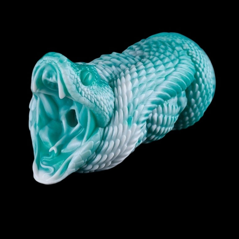 Viper Fang serpentine totem fantasy collectible - side view showing fluid totem design and textured surface