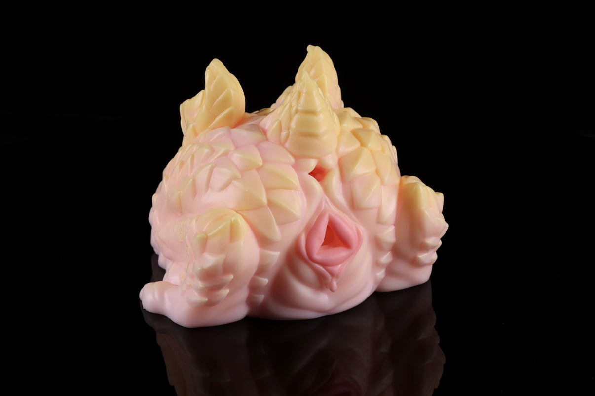 Ice Dragon Butt dual-hole fantasy masturbator - platinum silicone front view