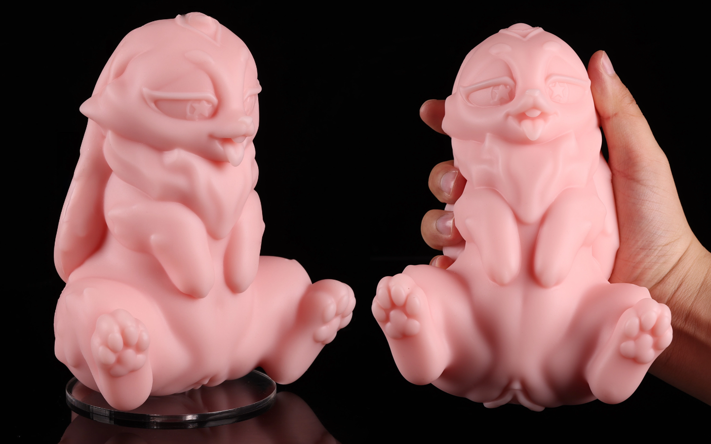 Image of Lust Bunny fantasy stroker with bunny ears - side angle view